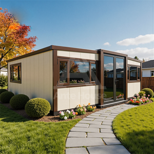 <span class=keywords><strong>Maison</strong></span> conteneur modulaire préfabriquée de 20 pieds en acier galvanisé extensible, à deux étages, avec toit incliné et double ailes, pour chambre et bureau - Product Image 1