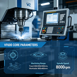 Fresadora CNC Vertical <span class=keywords><strong>de</strong></span> 3 Ejes VF600 BT40, Centro <span class=keywords><strong>de</strong></span> Mecanizado Automático <span class=keywords><strong>de</strong></span> Alta Velocidad para Prototipado Rápido e I+D - Product Image 2