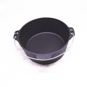 Vente chaude : Cocotte en fonte émaillée noire mate, ustensiles <span class=keywords><strong>de</strong></span> <span class=keywords><strong>cuisine</strong></span> en fonte pour l'extérieur, marmites en fonte avec couvercle - Product Image 5