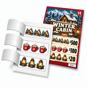 Cartes de jeu à languette à tirer instantanée, à thème hivernal, avec logo personnalisé, plusieurs tailles de languettes, règles de jeu et trois fenêtres à ouverture rapide, en gros - Product Image 1