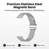 Bracelet de montre en maille d'acier inoxydable mince de 14 mm avec fermoir magnétique pliable pour Xiaomi Mi Band et montre intelligente Garmin