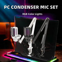 Kabelgebundenes Kondensatormikrofon mit RGB-Beleuchtung und Geräuschunterdrückung für PC, Gesang, Gaming, YouTube/TikTok Live-Streaming & Aufnahmen