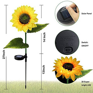 Solar Garden Lights Sunflower Led Outdoor Solar Powered Water Resistant Free Standing With <b>Battery</b> Included - Product Image 4