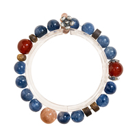 Bracelet en kyanite naturelle avec perles en bois d'agate rouge, accents en quartz rose et argent, bijoux fantaisie pour femmes