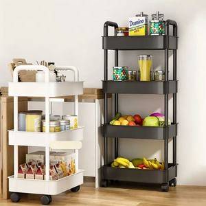 Large Plastic Trolley 3 Floors Movable <b>Storage</b> <b>Cart</b> For Kitchen Bedroom Home Organization Flexible Design Rectangle Shape - Product Image 1
