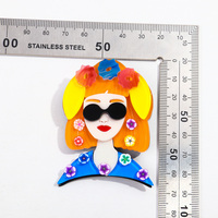 Vente chaude personnalisé acrylique broche à la mode broche coloré fleur rose Orange cheveux lunettes de soleil écouteurs pour filles mariages cadeaux