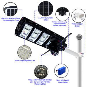 Tất cả một tích hợp 9mp ngoài trời ống kính kép ba màn hình ai tự động theo dõi ánh sáng đường phố năng lượng mặt trời với hai chiều bằng giọng nói IP65 đánh giá - Product Image 2
