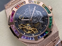 Montre mécanique étanche de qualité supérieure pour la plongée, 41 mm, mouvement THB Factory 3132, 15412, squelette, diamants arc-en-ciel