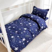 Ensemble de literie en microfibre réversible 4 pièces, imprimé étoiles, ensemble de draps rafraîchissants, qualité hôtelière de luxe, linge de lit de classe A pour bébé