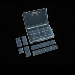Transparent Plastic Double Lock 10 Compartment Storage Box Rectangle Blue Covered Office Organizer Desktop Drawer Organizer - Product Image 1