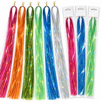 Extensions de cheveux scintillantes de 47 pouces, fils colorés pour femmes, enfants, filles, tresses de fête, festival, accessoires de cheveux à faire soi-même