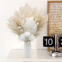 Bouquet d'herbe de pampa blanche de 45cm-Fleurs séchées naturelles pour la fête des mères, décor de Pâques, décoration d'intérieur la plus vendue