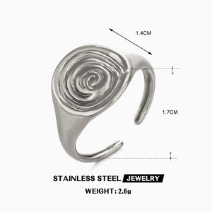 Anillo de Acero Inoxidable con Relieve Espiral Geométrico de Moda para Mujer, Anillo Ajustable de Oro de 18K para Venta al por Mayor - Product Image 6