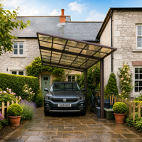Abri de voiture en aluminium sur mesure avec toit incurvé et panneau translucide |   Abri pour voiture simple ou double pour allée de maison, jardin, patio, Royaume-Uni