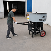 Petite bétonnière mobile à disques sur roues, machine à mélanger le ciment à bouche plate, facile à déplacer pour les projets de construction résidentielle
