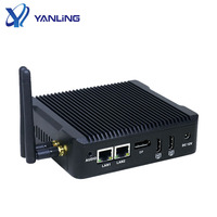 Mini PC Industrial Económico N3700 J3160 con Doble NIC, DC12V, WiFi, 3 Pantallas, Sin Ventilador, con 1COM, 4USB, 2 LAN, Compatible con WiFi 4G LTE