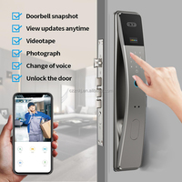 Interphone vidéo Tuya App, serrure de porte intelligente biométrique automatique avec empreinte digitale, WiFi, caméra, alliage de zinc, porte en bois