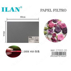 Carta Filtrante Ilan 40x60 Cm 2Mm Grigia, Materiale Non Tessuto per Creazione di Fiori di Carta - Product Image 1