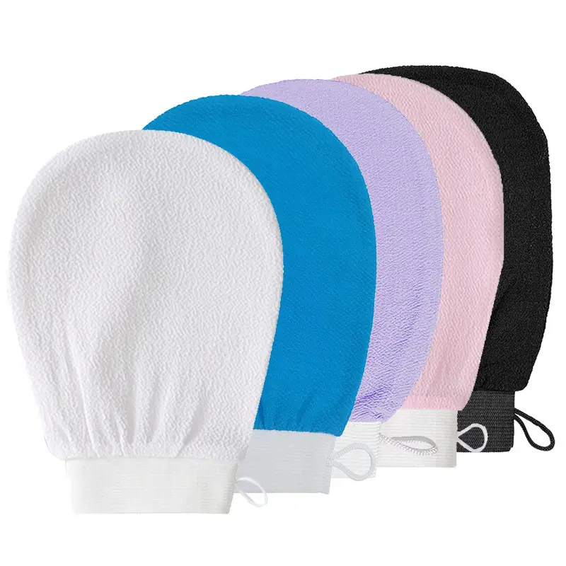 Gant de bain personnalisé du Maroc Gant exfoliant Gants de douche en viscose Gommage du corps Gant de massage du visage Gant éponge avec logo personnalisé 150D