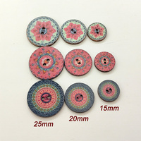 Kancing Bunga Kayu Bulat Vintage Ramah Lingkungan Grosir, Dicetak, 15mm 20mm 25mm 2 Lubang, untuk Kerajinan DIY dan Dekorasi Pakaian