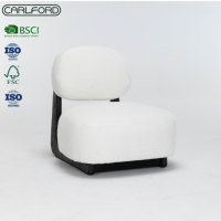 CARLFORD Nordischer Moderner Akzent-Sessel mit Holzbeinen, Relax-Freizeitstuhl, Einzelsofa aus Teddy-Stoff, Lounge-Sessel für das Wohnzimmer