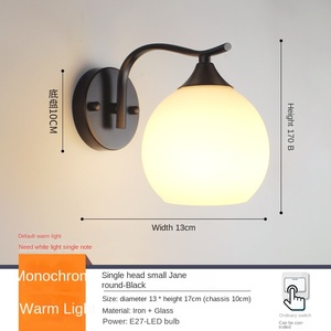 Modern Crystal <b>Wall</b> Lamp with Round Shade Off-White E26 LED 3500K Warm White Touch Control <b>Dimmable</b> <b>Wall</b>-Mounted for Bedroom - Product Image 6