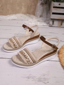 Sandales compensées d'été pour femmes, style européen et américain, en tissu, nouvelle plateforme, semelle épaisse, sandales romaines, vente en gros - Product Image 6