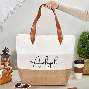 Bohemian Embroidery Jute <strong>Tote</strong> - Festival Beach Bag with Fringe Details - Product Image 1