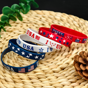 Pulseras de goma patrióticas de Julio Pulseras de bandera de EE. UU. Pulsera de silicona roja, blanca y azul para recuerdo de fiesta del Día DE LA Independencia - Product Image 2