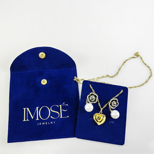 Custom Velvet Jewelry Display Pouch Microfiber Faux Suede Flap <b>Envelope</b> Necklace Earring Jewelry Packaging Bag with logo - Product Image 2