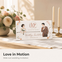 Tarjeta de Invitación de Boda Personalizada con Diseño de Boleto Desplegable, con Estampado en Dorado, Papel de 250 g/m² para Fiesta de Bodas