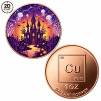 Pièce de monnaie en cuivre pur 999 de 1 once, personnalisée en gros, avec motif Château de rêve, méduses lumineuses et récif corallien, commémorative de collection