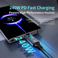 Kabel USB4 240W PD Tipe-C 1m Konduktor Tembaga Murni Selubung Nilon 40Gbps 8K 60Hz 5A Pengisian Cepat IOS Kamera Printer Scanner
