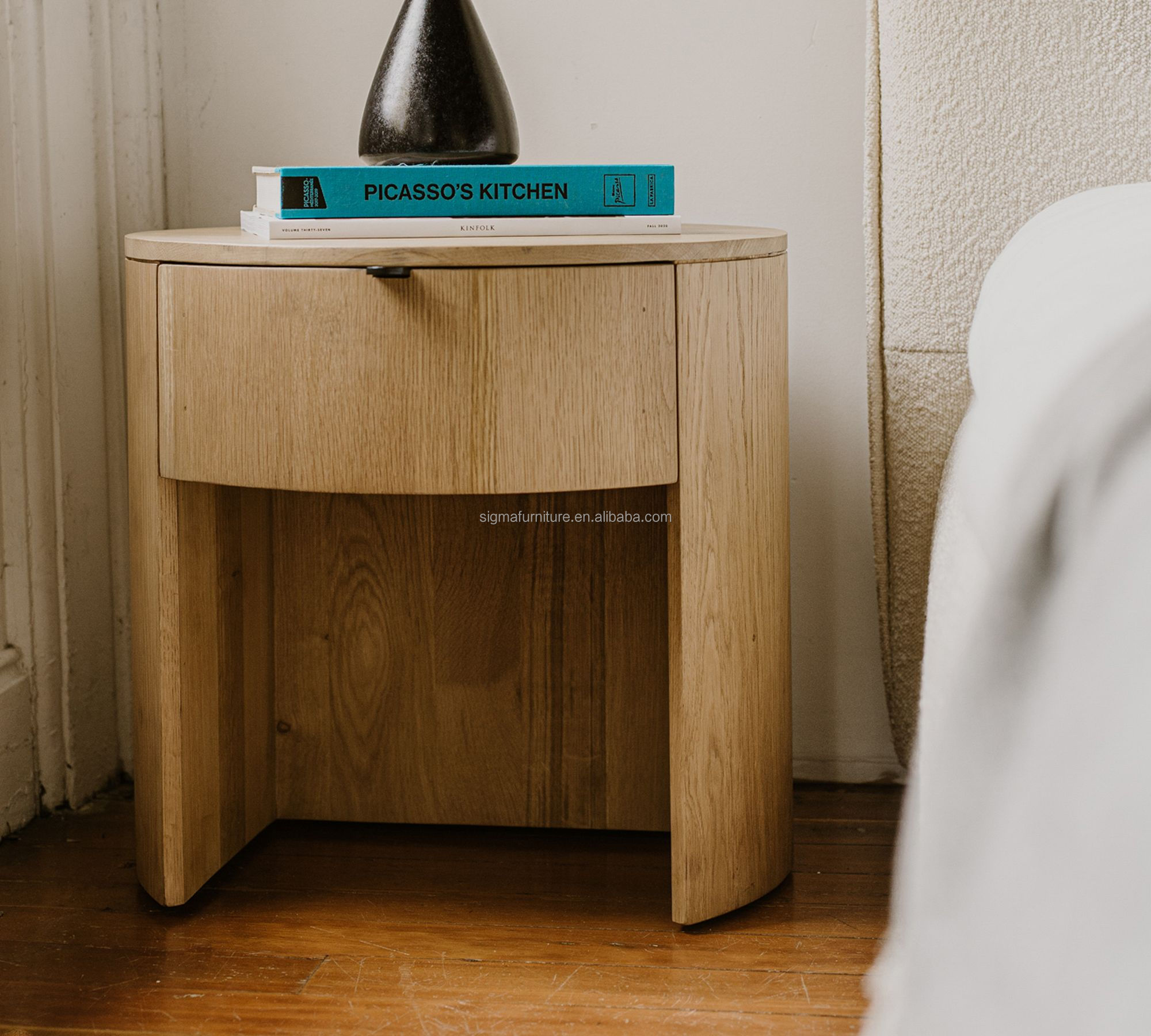 New design farmhouse villa nightstand bedside table solid wood cabinet set
