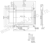 Layar Grafis LCD 192x128 WG192128C Suhu Operasi -20 ° C+70 ° C 3.36 Inch Instrumen Industri