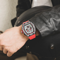 Nouvelle montre pour homme en or rose tonneau, marque de luxe célèbre, quartz analogique chronographe, grand cadran en diamant, bracelet en caoutchouc RM11