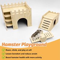 Ensemble de cachettes pour hamsters et gerbilles, maison en bois avec toit, escalier, toboggan, balançoire, abri ludique, accessoires de cage pour hamsters nains, souris et autres rongeurs