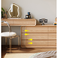 Coiffeuse moderne multifonctionnelle en bois avec miroir éclairé et tabouret, style minimaliste, pour chambre à coucher