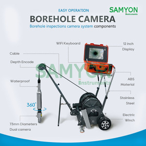 Treuil électrique automatique avec caméra de forage rotative à 360 degrés, double <span class=keywords><strong>sonde</strong></span> de 73 mm, inspection de puits de 300 m - Product Image 4