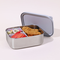 Boîte à lunch isotherme portable en silicone anti-fuite avec compartiments pour enfants, ensemble scolaire, boîte à bento en acier inoxydable pour enfants