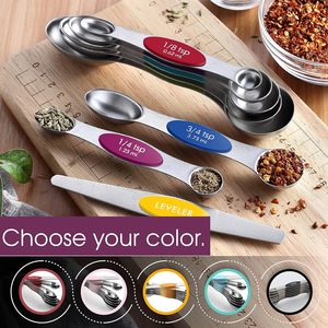 Juego de Cucharas Medidoras Magnéticas de Acero Inoxidable con Imanes Potentes, Utensilios de Cocina de Metal Resistentes para Hornear, Cocinar y Sazonar - Product Image 6