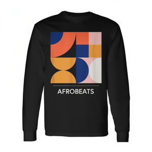 T-shirt a maniche lunghe Afrobeats dal design minimalista, stile jazz anni '90, moda retrò - Product Image 2