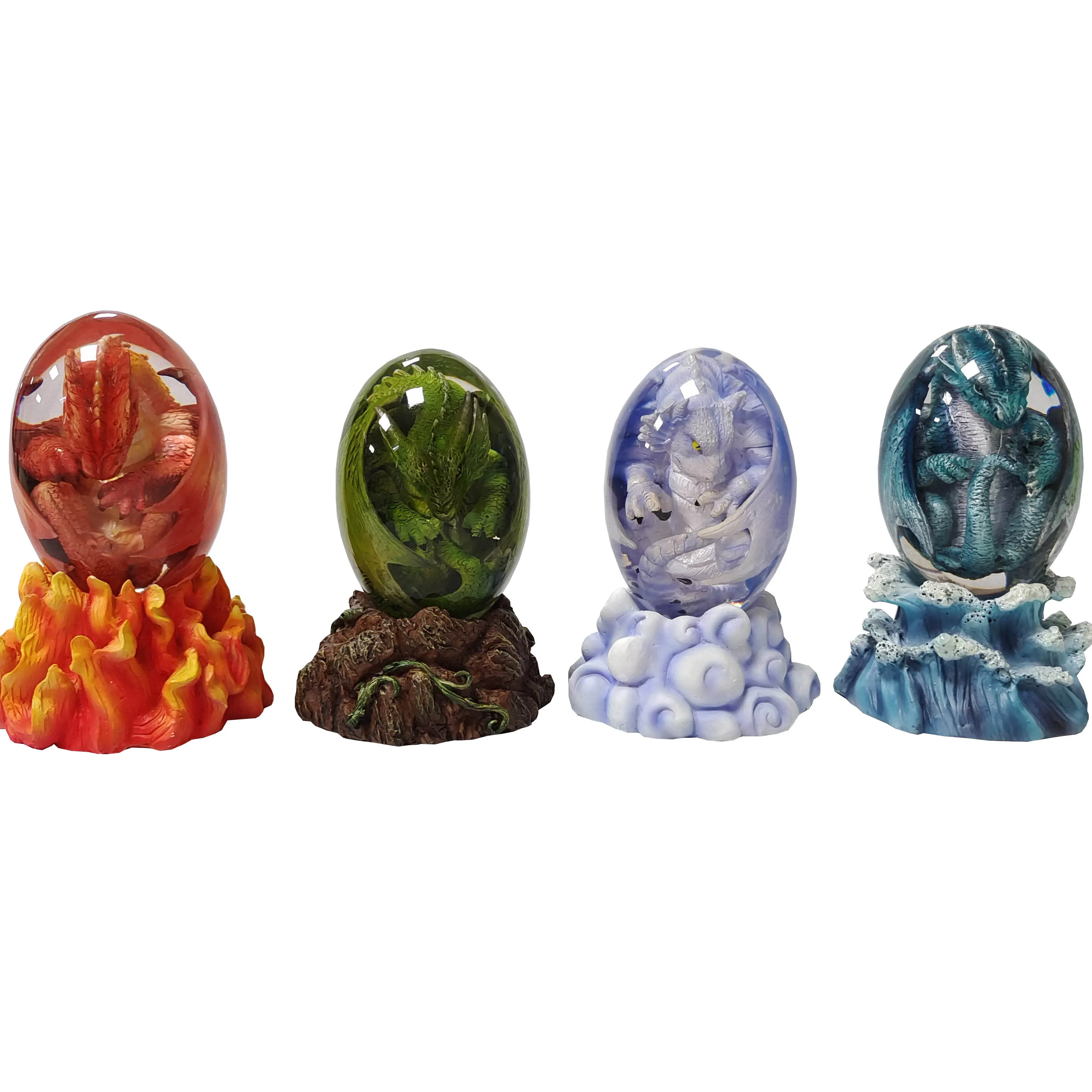 Figurillas de resina transparente de alta calidad, huevos de dragón de Lava luminosos, venta al por mayor