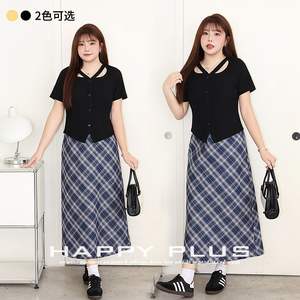 แฮปปี้ พลัสเสื้อยืดคอกลมแขนสั้นสีเหลืองครีมพลัสไซส์เสื้อลำลองฤดูร้อนสำหรับผู้หญิง - Product Image 5