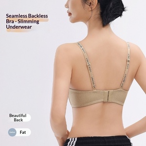 Soutien-gorge sans couture pour femme, push-up, sans armatures, rembourré, demi-bonnet, bretelles à lettres, sexy - Product Image 4