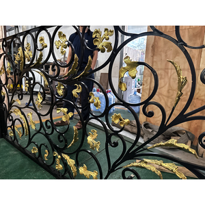 Tùy chỉnh sàn gắn trang trí công phu rèn sắt lan can cho tầng thứ hai cầu thang lan can lan can nội thất cầu thang bước lan can - Product Image 3