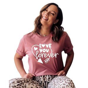 Camiseta de algodón de talla grande para el Día de San Valentín, camisa con logotipo personalizado para pareja, vestido de amantes, impresión Digital, venta al por mayor - Product Image 1