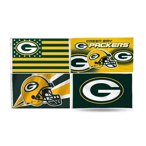 Großhandel Doppelseiten druck Custom Design Größe 100% Polyester Green Bay Packers Flagge
