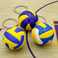 Porte-clés en cuir PU Mini 3D Sports Volleyball Porte-clés créatif et porte-clés de voiture Pendentif 3D unique Souvenirs et cadeaux