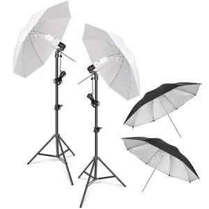 Fotografie Foto Video Portret Studio 45W Dag Gloeilamp Paraplu Continue Verlichting Kit Zilver En Zwarte Paraplu Reflector